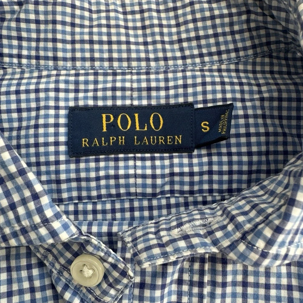 Polo‎ Ralph Lauren Shirt Mens Small Blue White Gingham Check Button Down Cotton